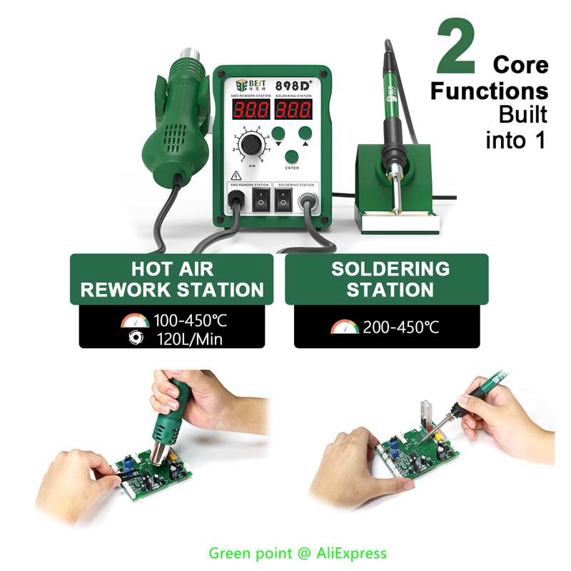 BST-898D + Màn Hình LED Hiển T - đánh giá và giá Smd Rework Station Hot Air Soldering 2 In 1